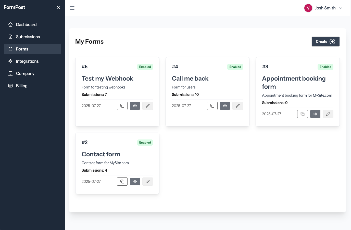 Dashboard overview